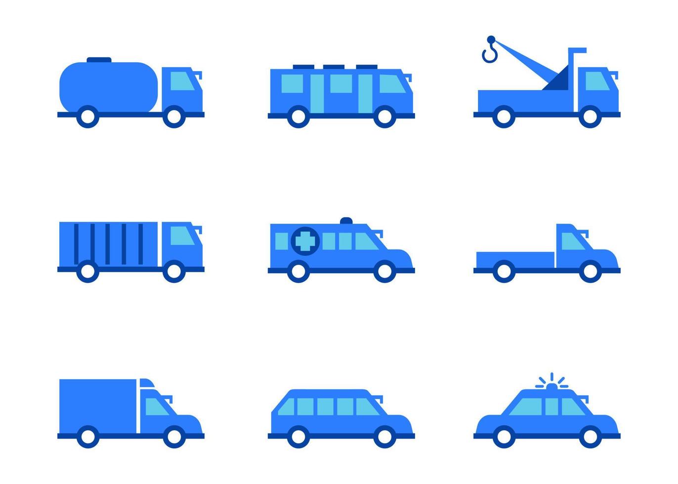 Set of modern vector graphics of different types of cars.