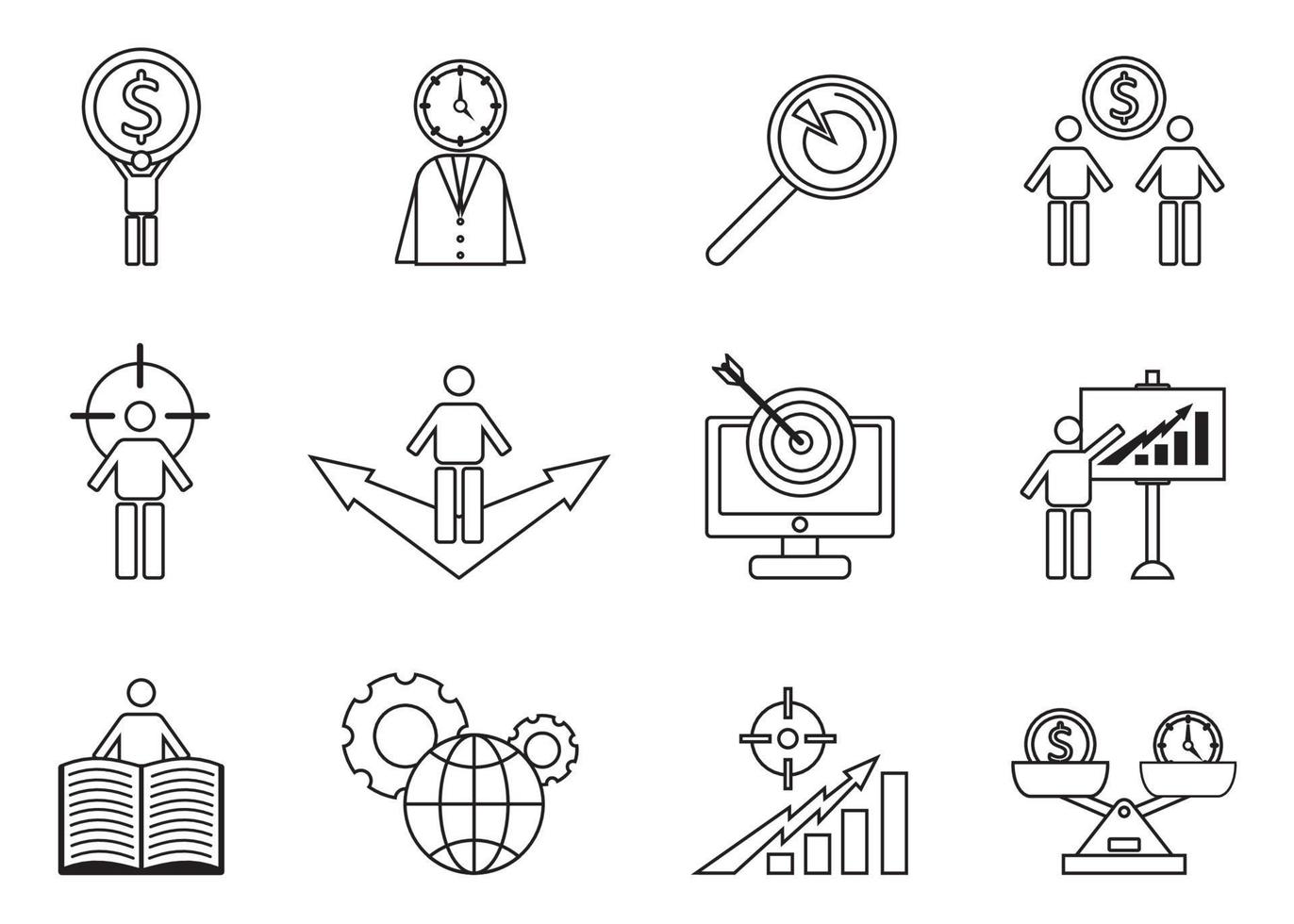 Set of modern vector graphics of a collection of business icons.