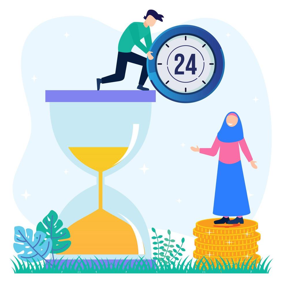 Illustration vector graphic cartoon character of time management