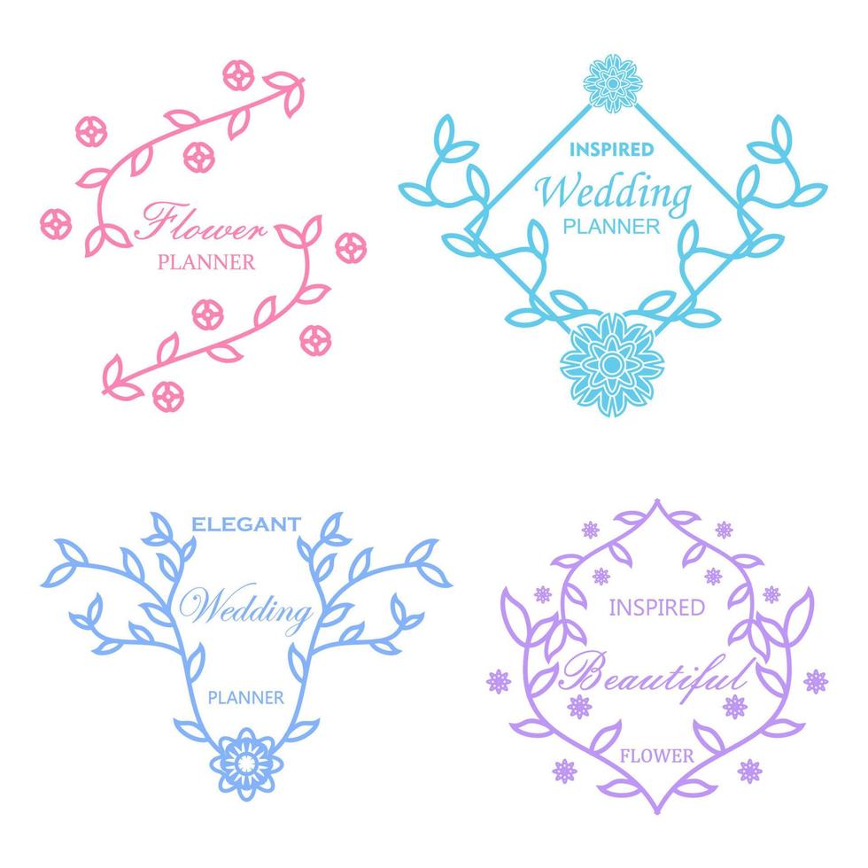 Set of beautiful floral elegant vector graphics.