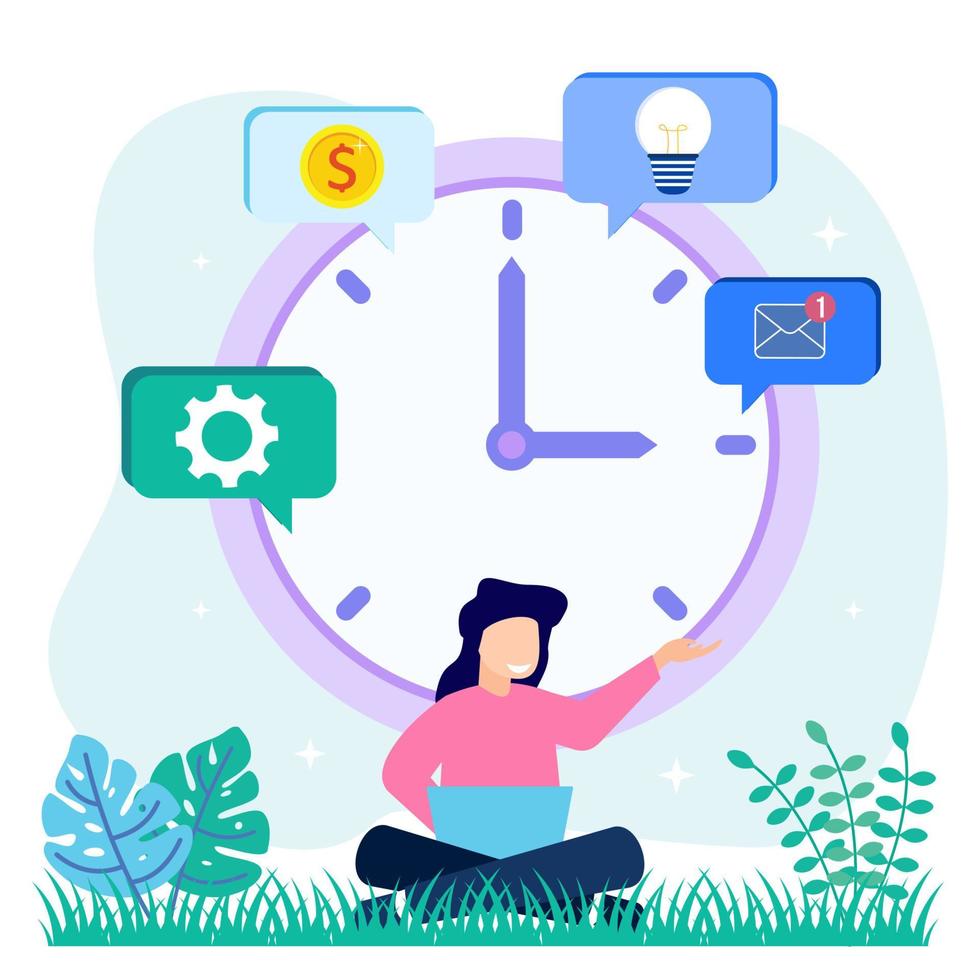 Illustration vector graphic cartoon character of time management