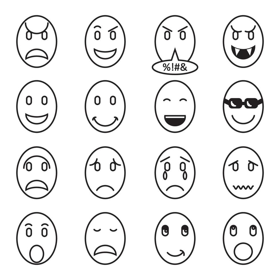 set of modern vector graphics of a collection of faces with various ...