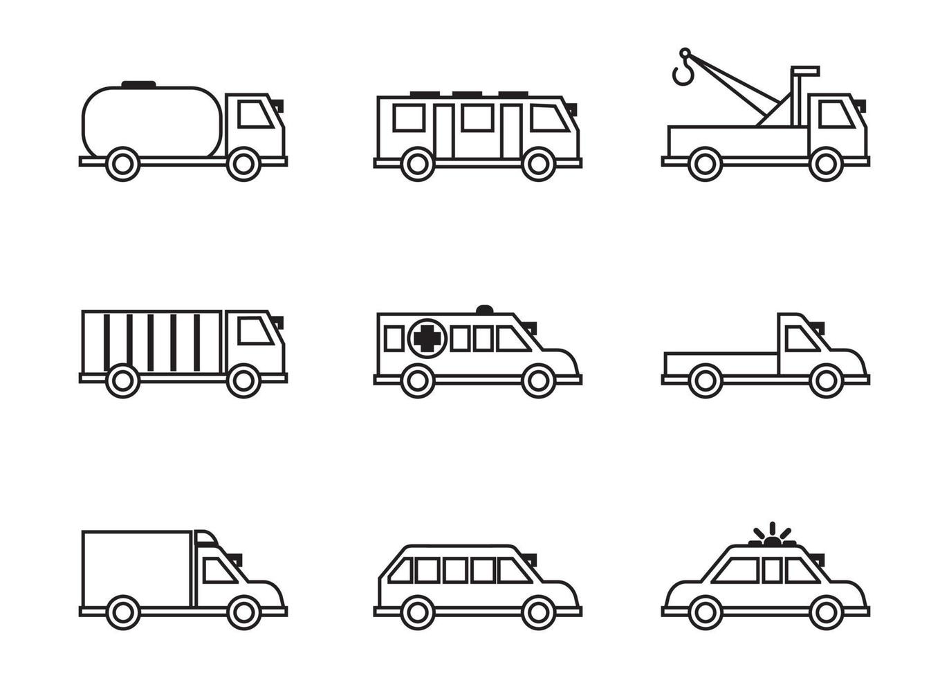 conjunto de gráficos vectoriales modernos de diferentes tipos de coches. vector