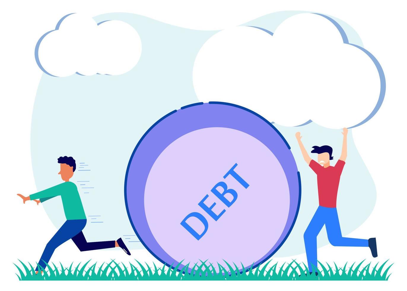 Illustration vector graphic cartoon character of debt