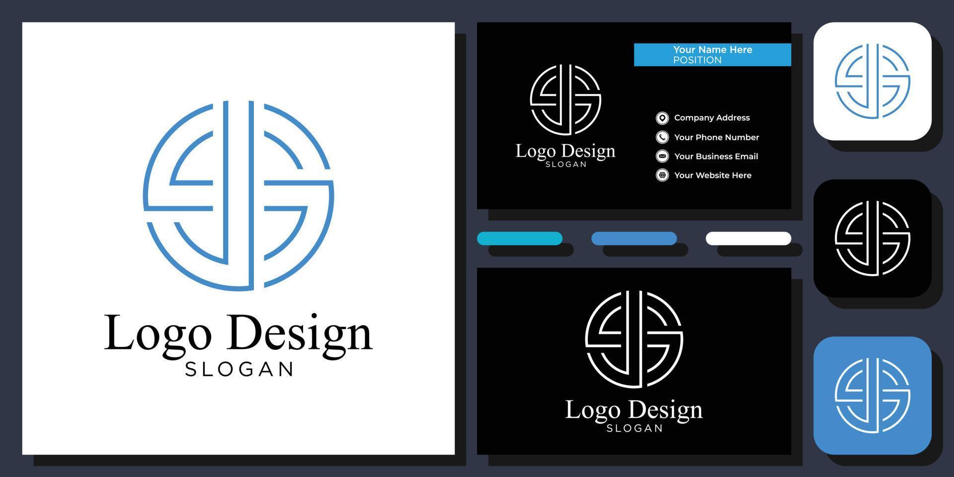 elegant modern sans serif font letter initial alphabet serif font with business card template vector