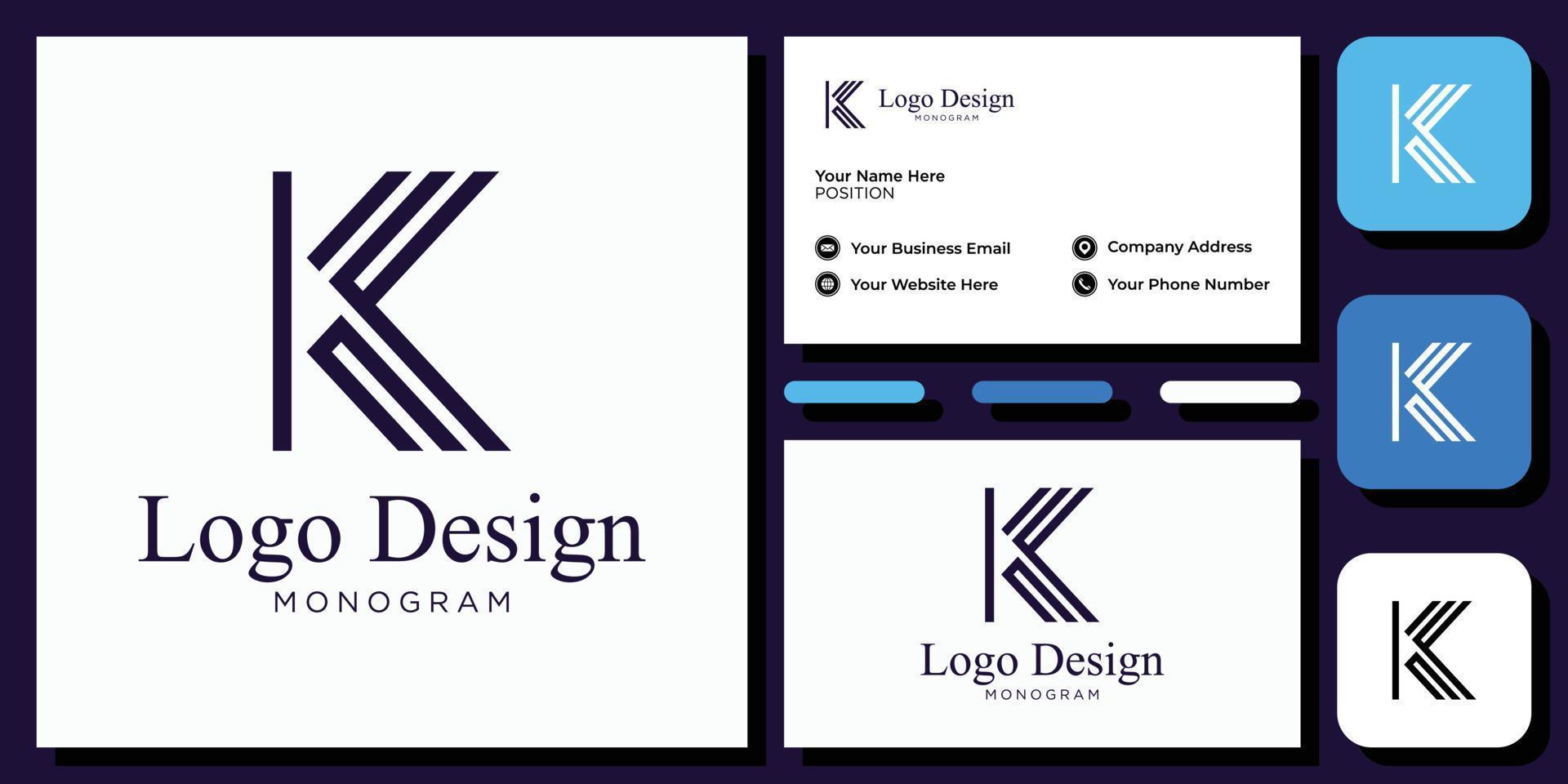 elegant modern sans serif font letter initial alphabet serif font with business card template vector