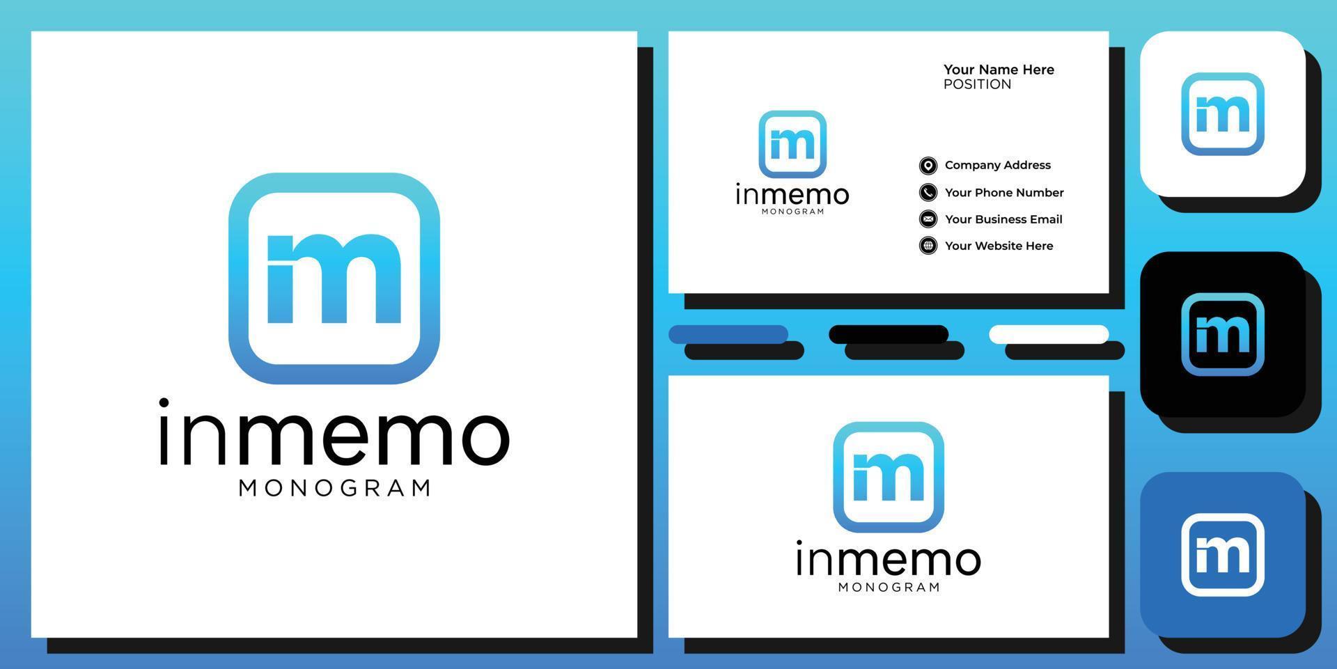 in memo elegant modern serif font letter initial alphabet font with business card template vector