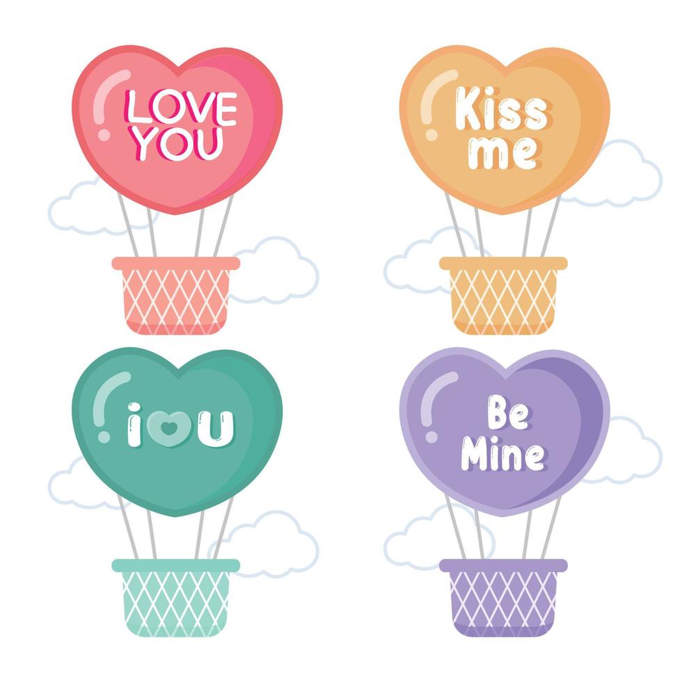 Hot air balloons for Valentine's Day. vector