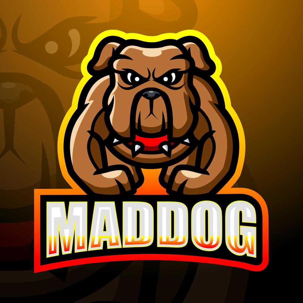 fuerte diseño de logotipo de esport de mascota de perro loco vector