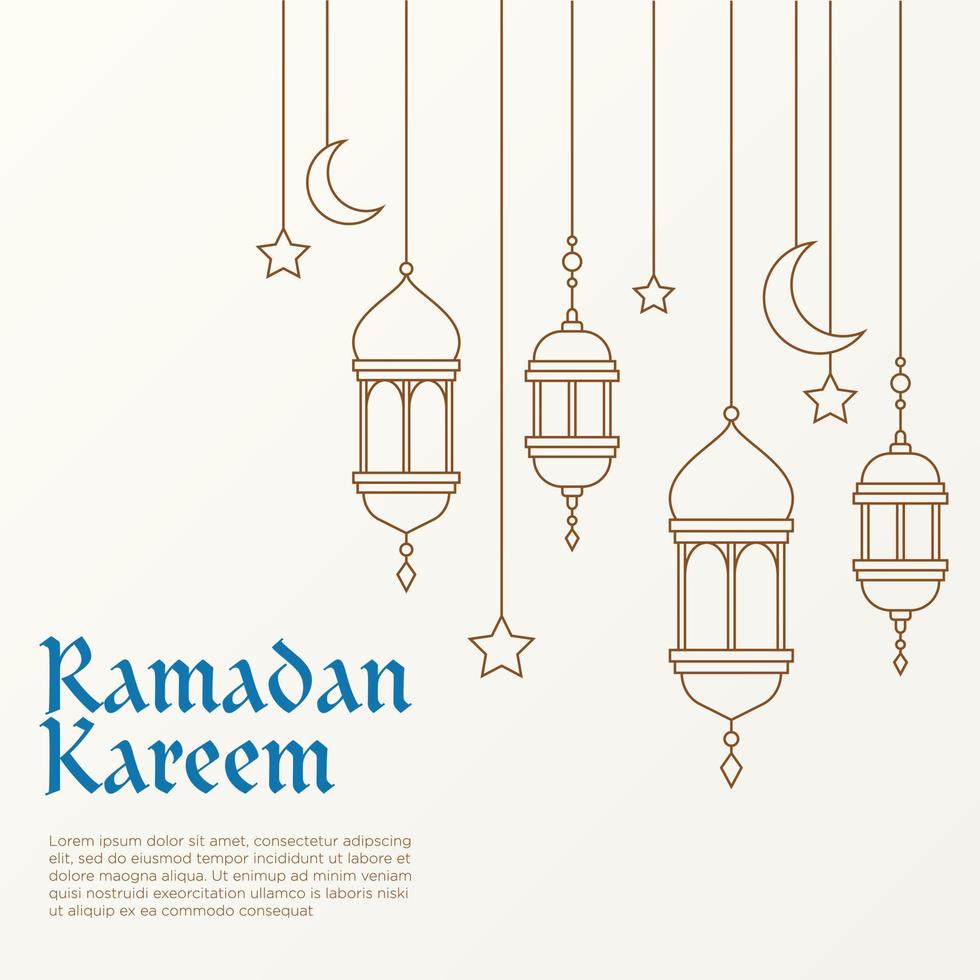 Outlined Vector illustration of Arabic lantern ornament. Suitable for design element of Ramadan Kareem greeting template. Ramadan Kareem theme background template.