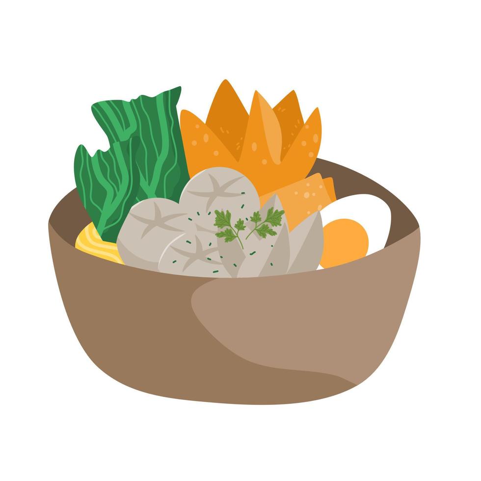 Flat design bakso bowl vector