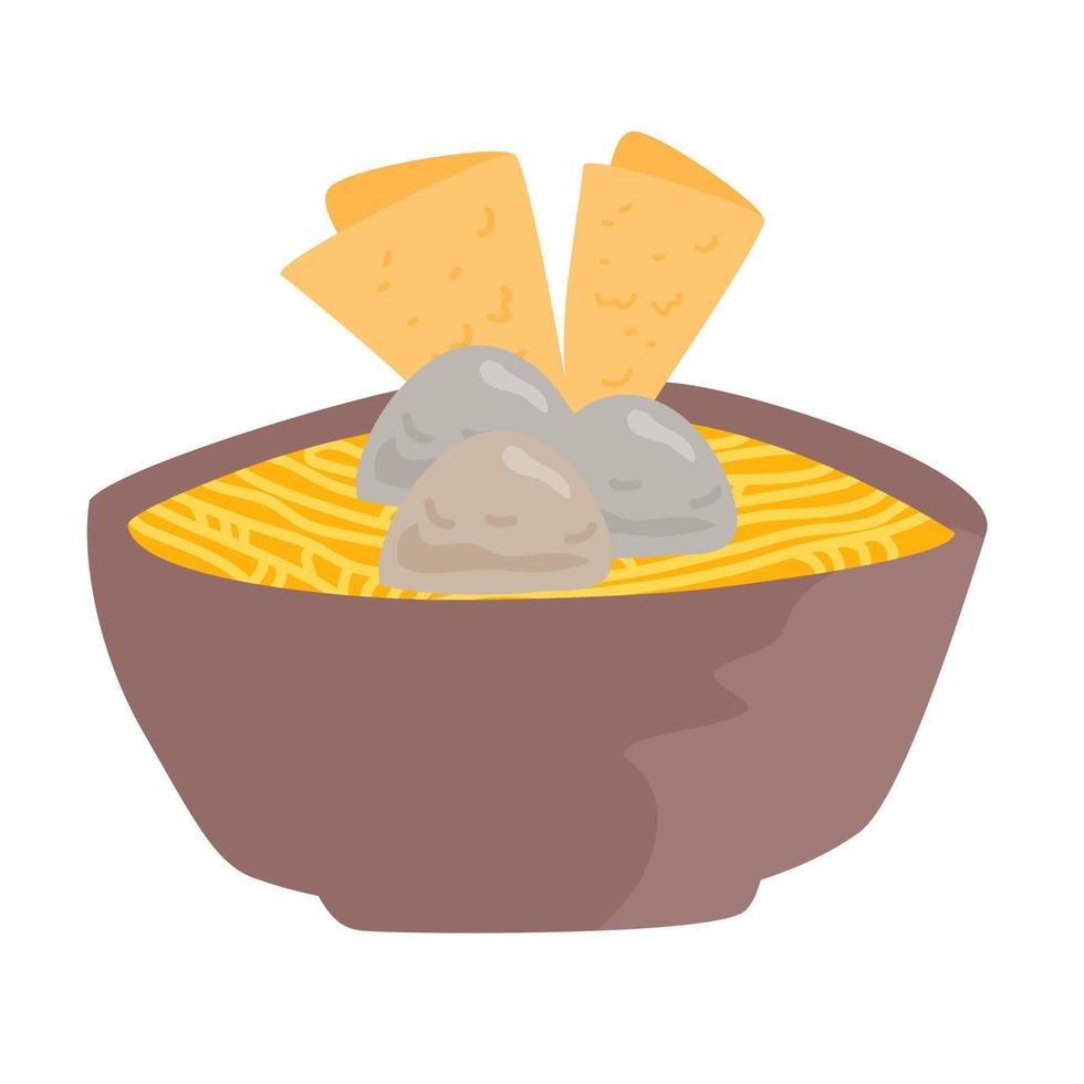 Flat design delicious bakso in a bowl vector