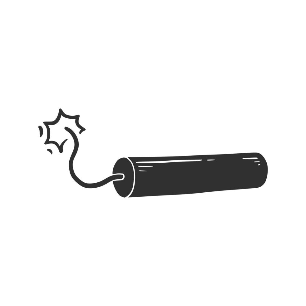 Hand drawn dynamite with fire element. vector