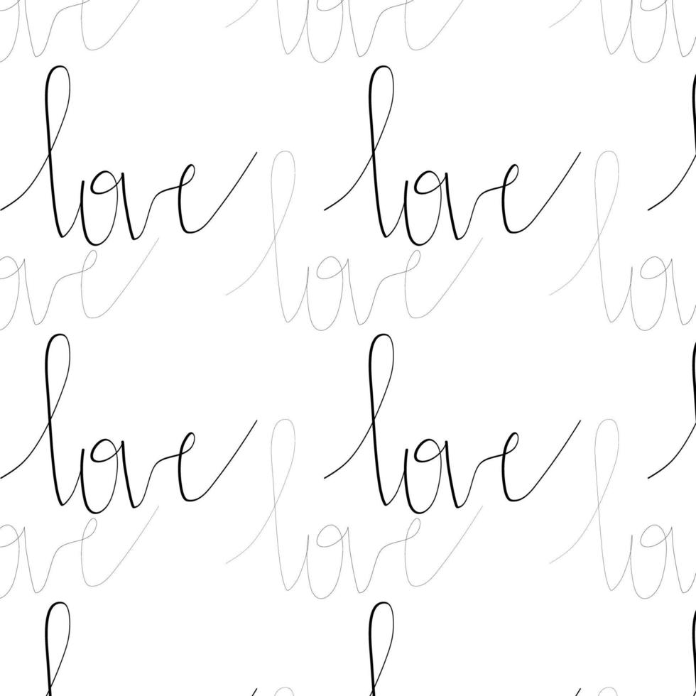 Seamless pattern with text love hand writing on white background vector
