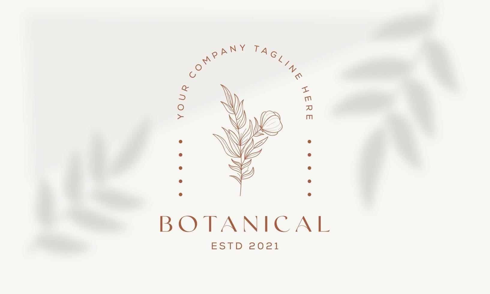 Botanical Floral element Hand Drawn Logo with Wild Flower and Leaves. Logo for spa and beauty salon, boutique, organic shop, wedding, floral designer, interior, photography, cosmetic. vector