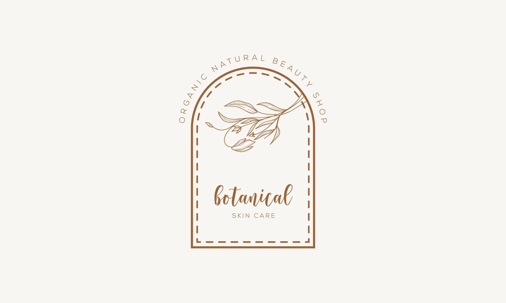 Botanical Floral element Hand Drawn Logo with Wild Flower and Leaves. Logo for spa and beauty salon, boutique, organic shop, wedding, floral designer, interior, photography, cosmetic. vector