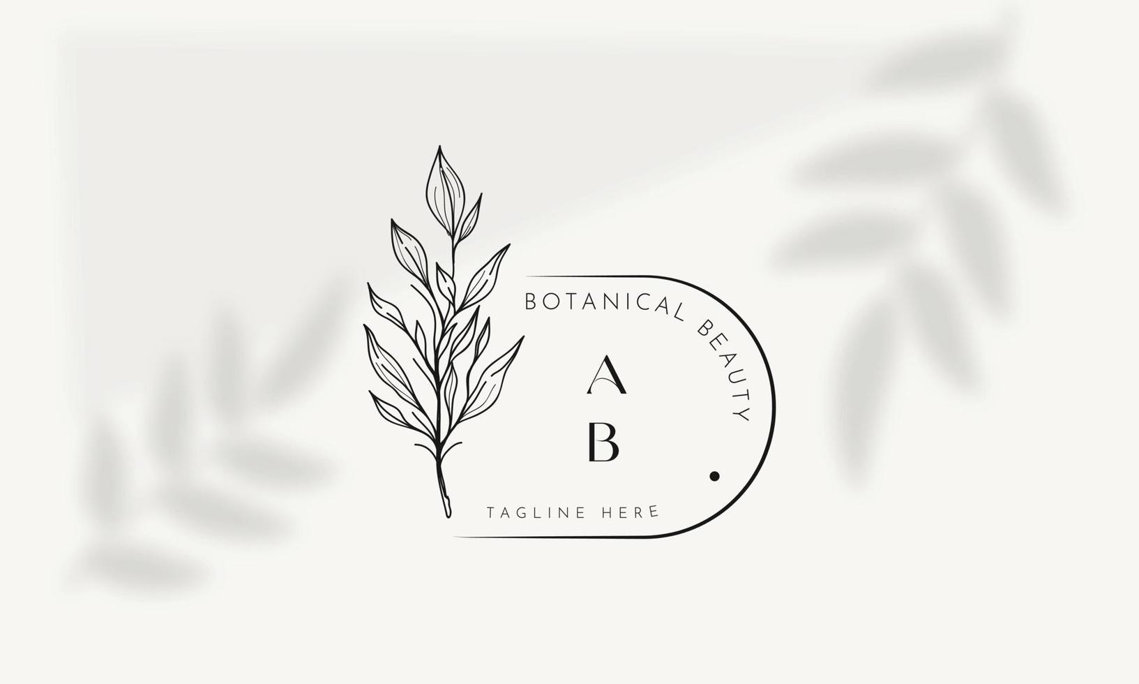 Botanical Floral element Hand Drawn Logo with Wild Flower and Leaves. Logo for spa and beauty salon, boutique, organic shop, wedding, floral designer, interior, photography, cosmetic. vector