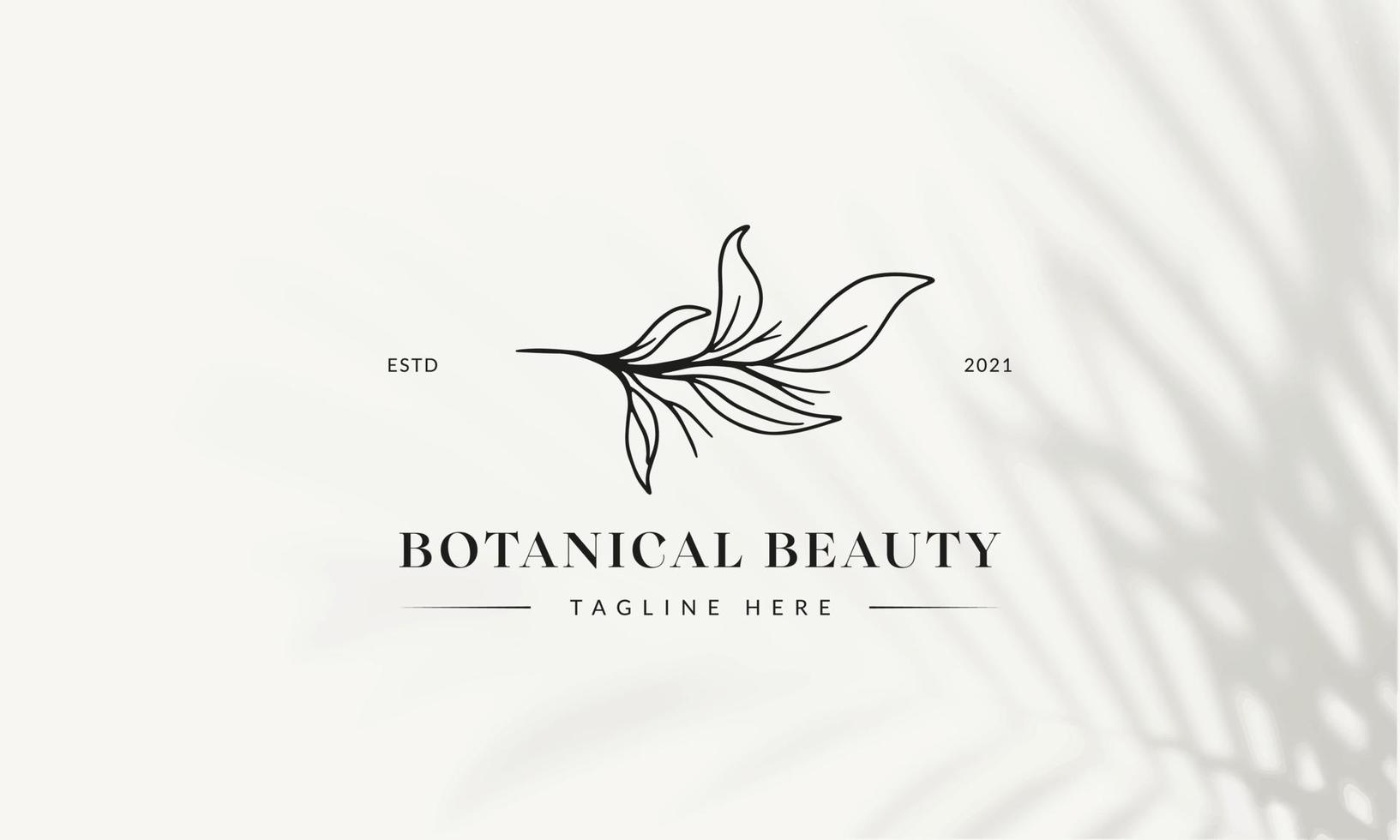 Botanical Floral element Hand Drawn Logo with Wild Flower and Leaves. Logo for spa and beauty salon, boutique, organic shop, wedding, floral designer, interior, photography, cosmetic. vector