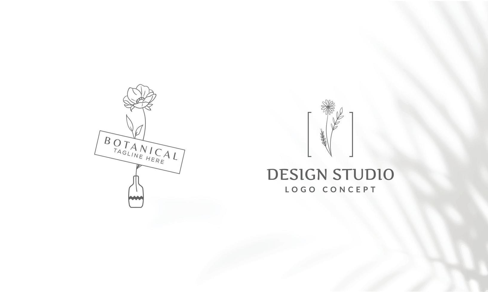 logotipo dibujado a mano con elementos florales botánicos con flores silvestres y hojas. logo para spa y salón de belleza, boutique, tienda orgánica, boda, diseñador floral, interior, fotografía, cosmética. vector