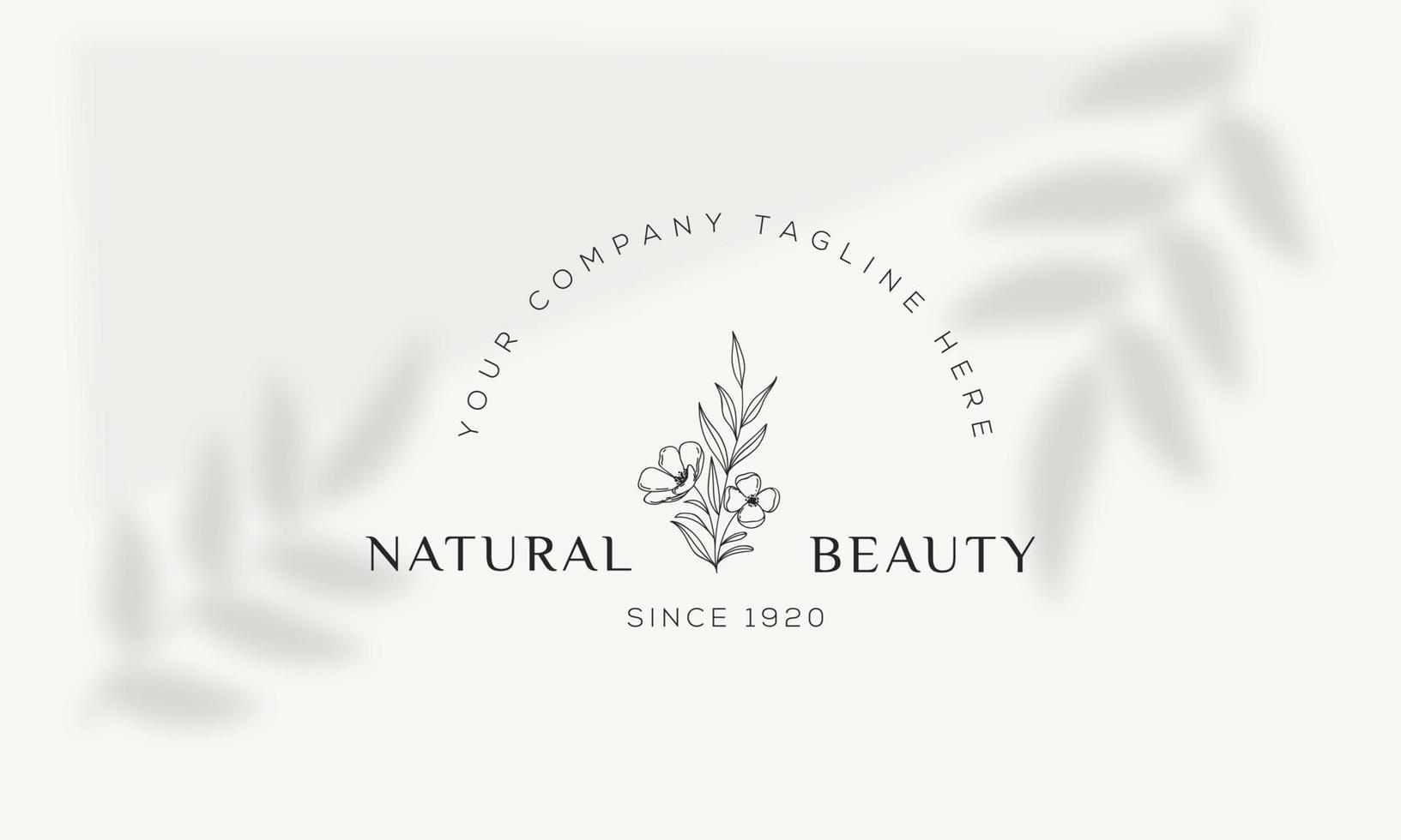 Botanical Floral element Hand Drawn Logo with Wild Flower and Leaves. Logo for spa and beauty salon, boutique, organic shop, wedding, floral designer, interior, photography, cosmetic. vector