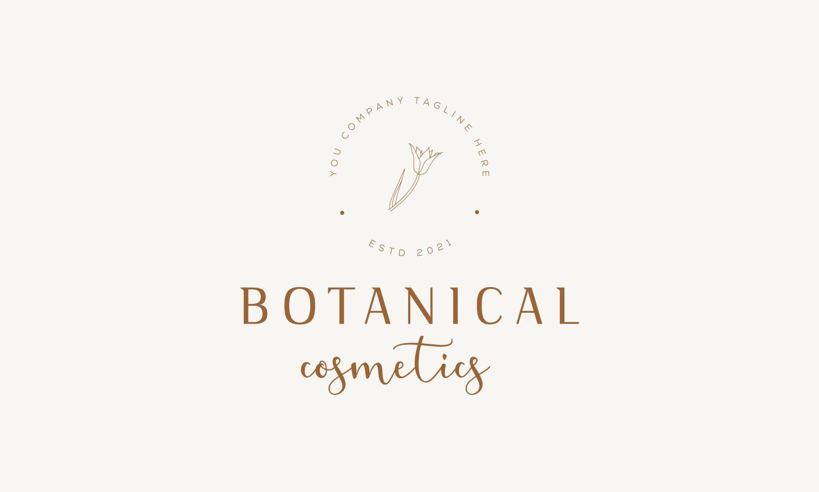 Botanical Floral element Hand Drawn Logo with Wild Flower and Leaves. Logo for spa and beauty salon, boutique, organic shop, wedding, floral designer, interior, photography, cosmetic. vector