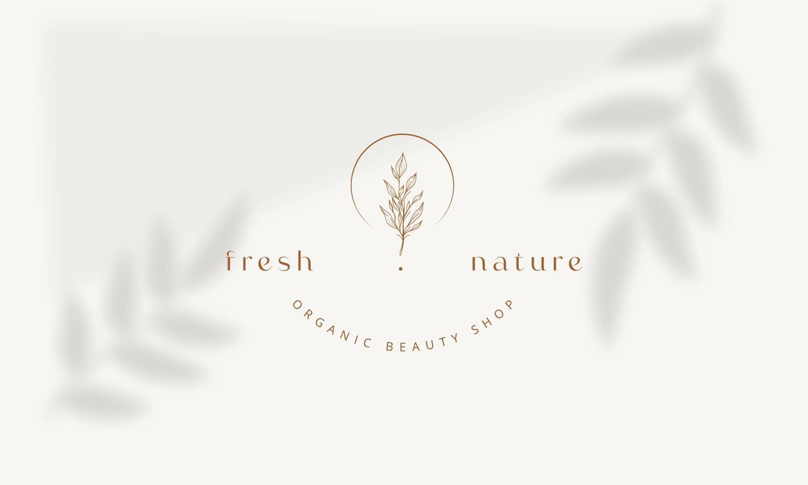 Botanical Floral element Hand Drawn Logo with Wild Flower and Leaves. Logo for spa and beauty salon, boutique, organic shop, wedding, floral designer, interior, photography, cosmetic. vector