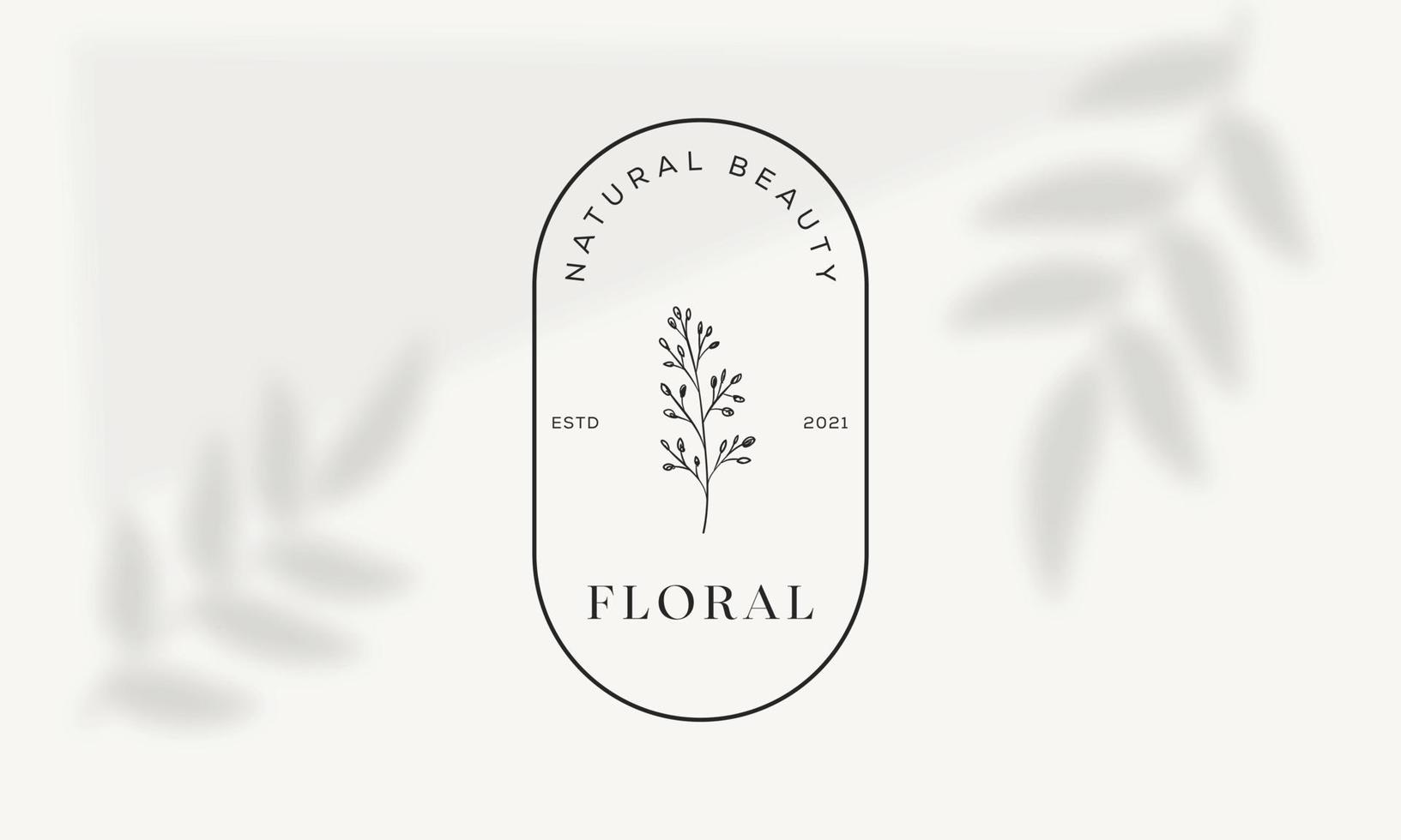 logotipo dibujado a mano con elementos florales botánicos con flores silvestres y hojas. logo para spa y salón de belleza, boutique, tienda orgánica, boda, diseñador floral, interior, fotografía, cosmética. vector