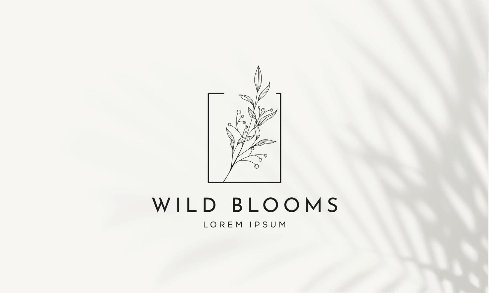 Botanical Floral element Hand Drawn Logo with Wild Flower and Leaves. Logo for spa and beauty salon, boutique, organic shop, wedding, floral designer, interior, photography, cosmetic. vector