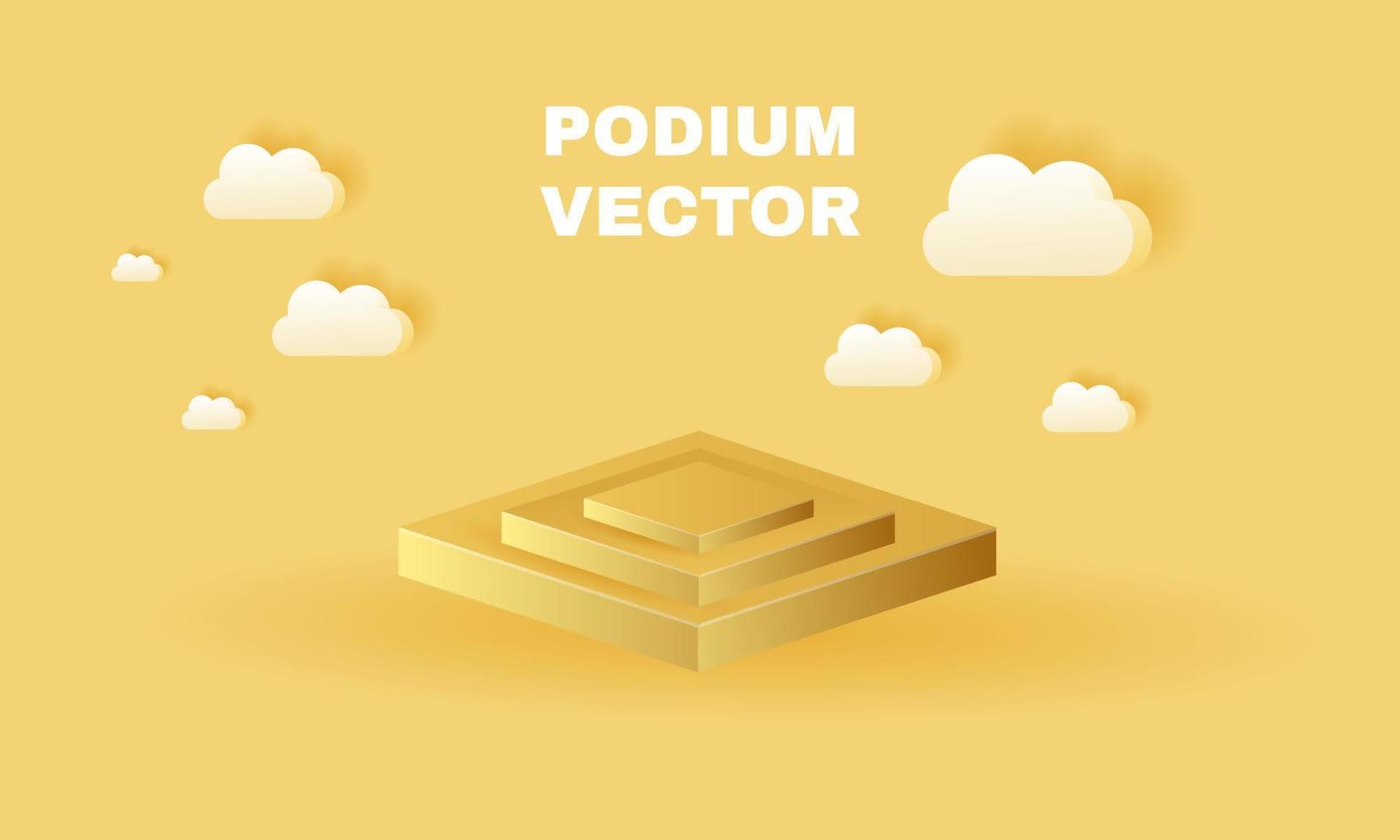 ilustración 3d creativa podio amarillo fondo geométrico vector