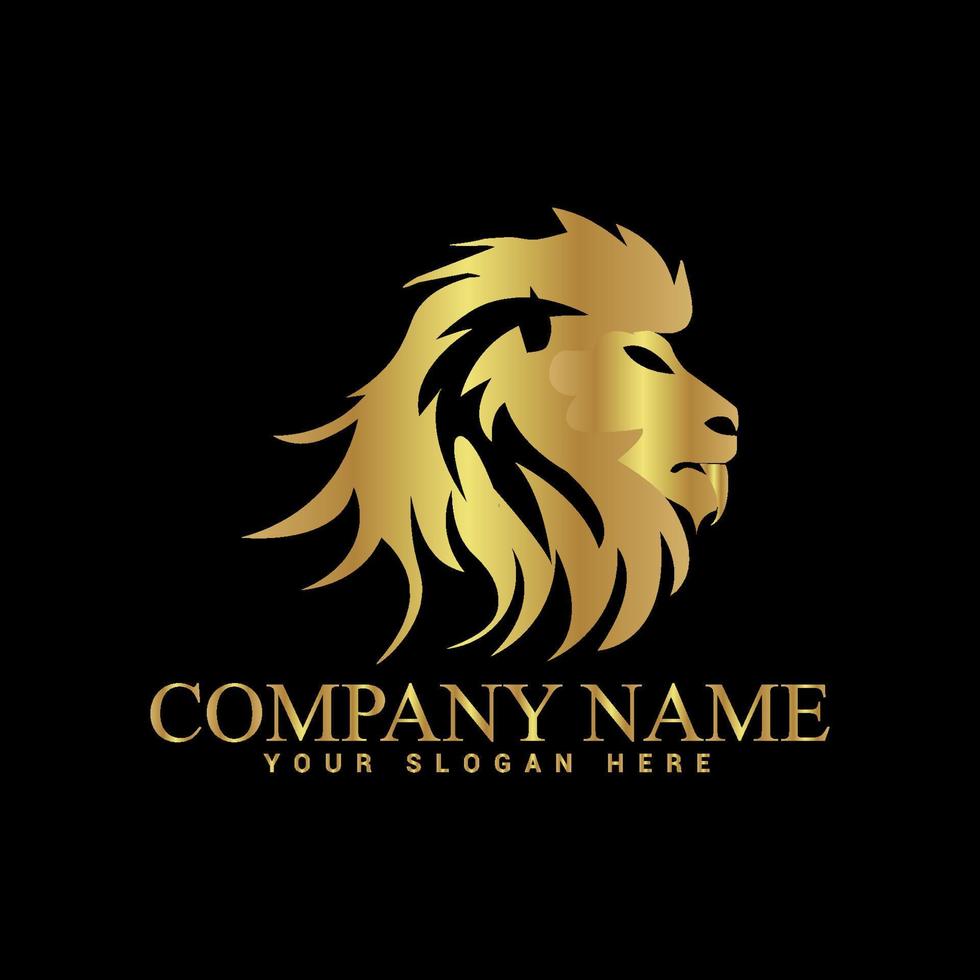 Royal Lion crown logo template. Elegant gold Leo crest symbol vector