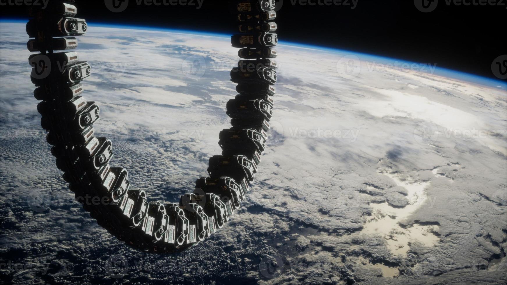 estación espacial futurista en órbita terrestre foto