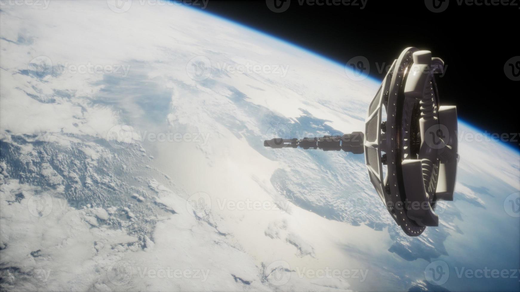 futuristic Space satellite orbiting the earth photo