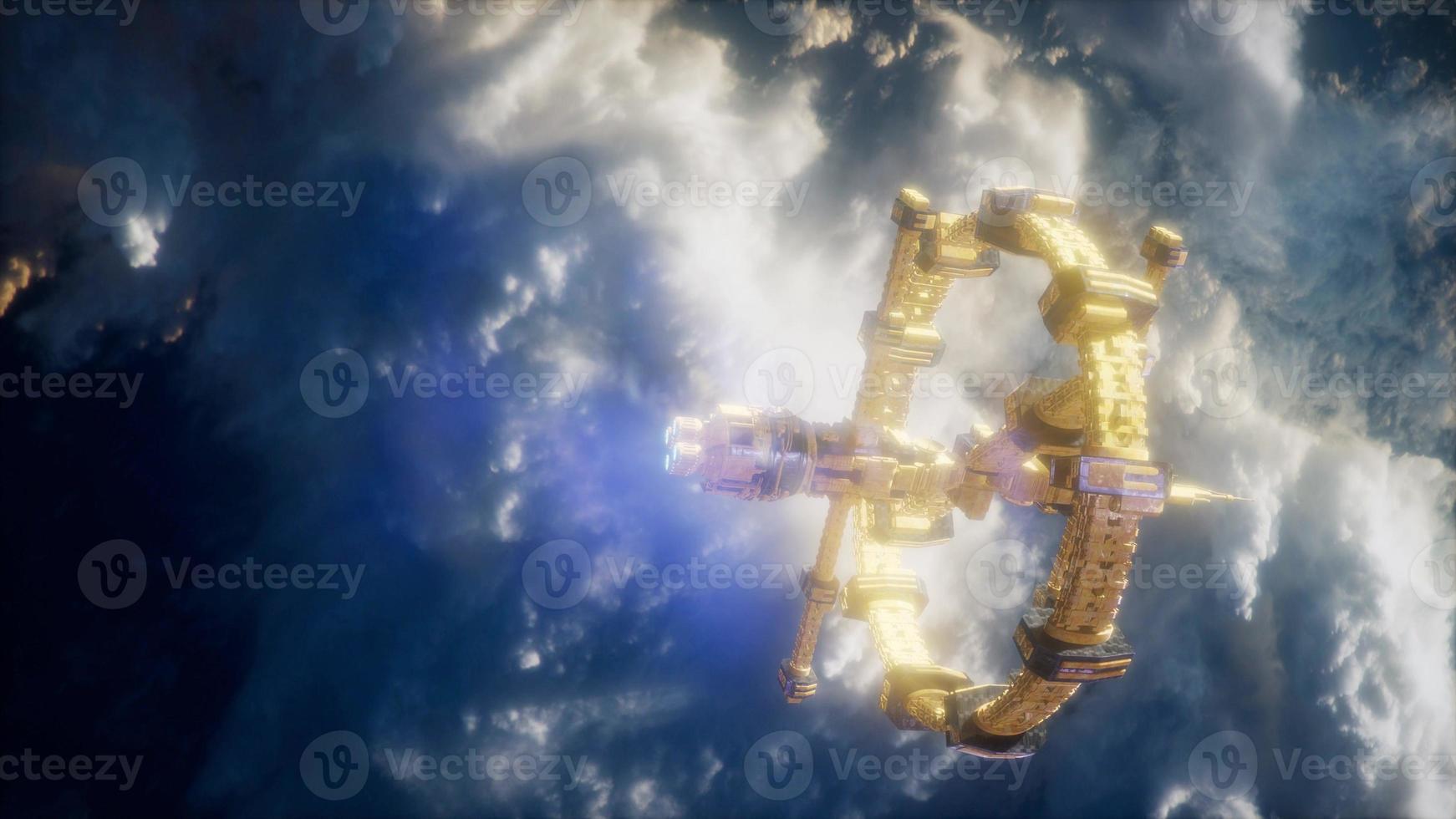 Earth and Spacecraft. space ship over the earth photo