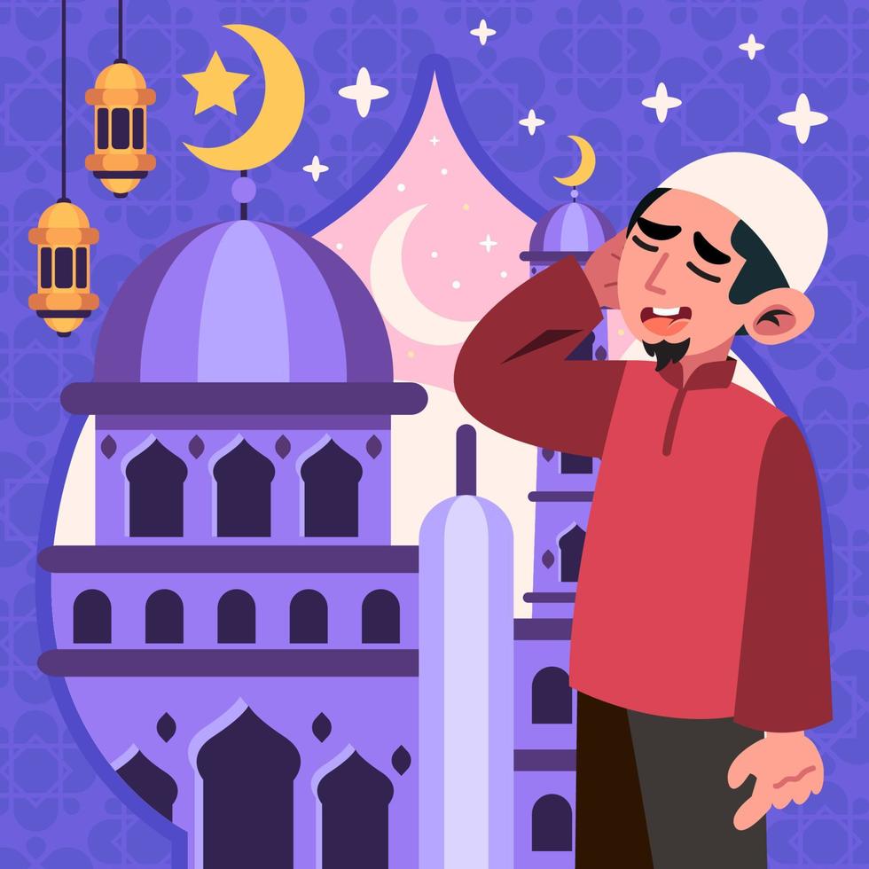 Call for Prayer on Ramadan Kareem vector