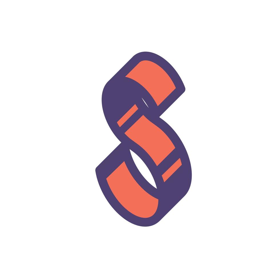 Logo, sign of the letter S. Vector. Linear, outline icon. Isometry, 3D. Colored capital flat letter. Brand company. The symbol is isolated on a white background. Element from the alphabet set. vector