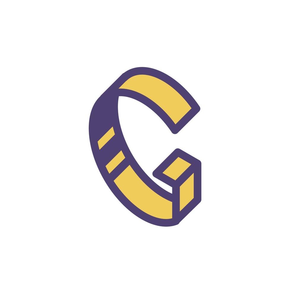 Logo, sign of the letter G. Vector. Linear, outline icon. Isometry, 3D. Colored capital flat letter. Brand company. The symbol is isolated on a white background. Element from the alphabet set. vector