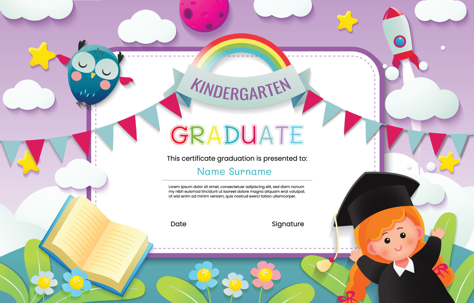 Kindergarten Graduation Certificate Template 5768644 Vector Art At Vecteezy Kindergarten Graduation Certificate Template 5768644 Vector Art At Vecteezy