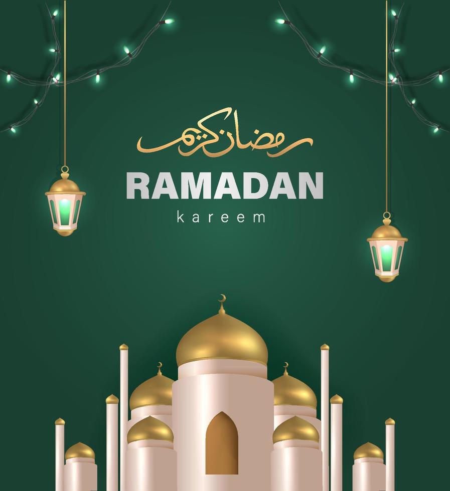 diseño de ramadan kareem con ilustración de vector de ornamento islámico realista 3d