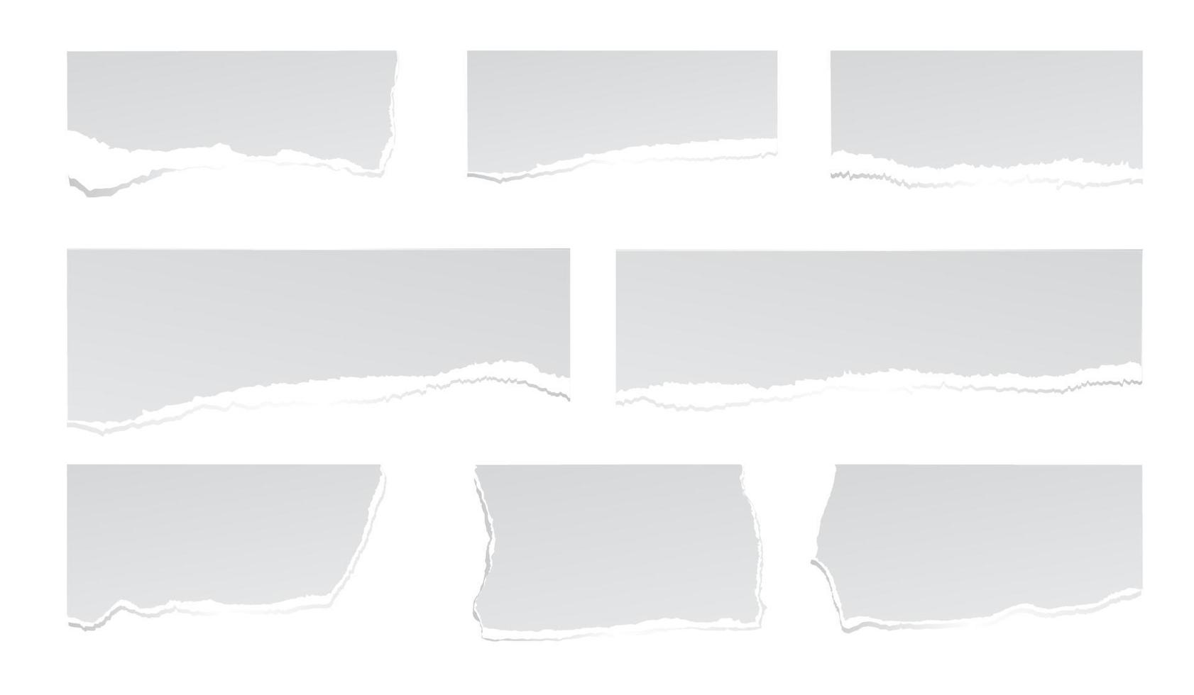 White ripped paper strips collection. vector
