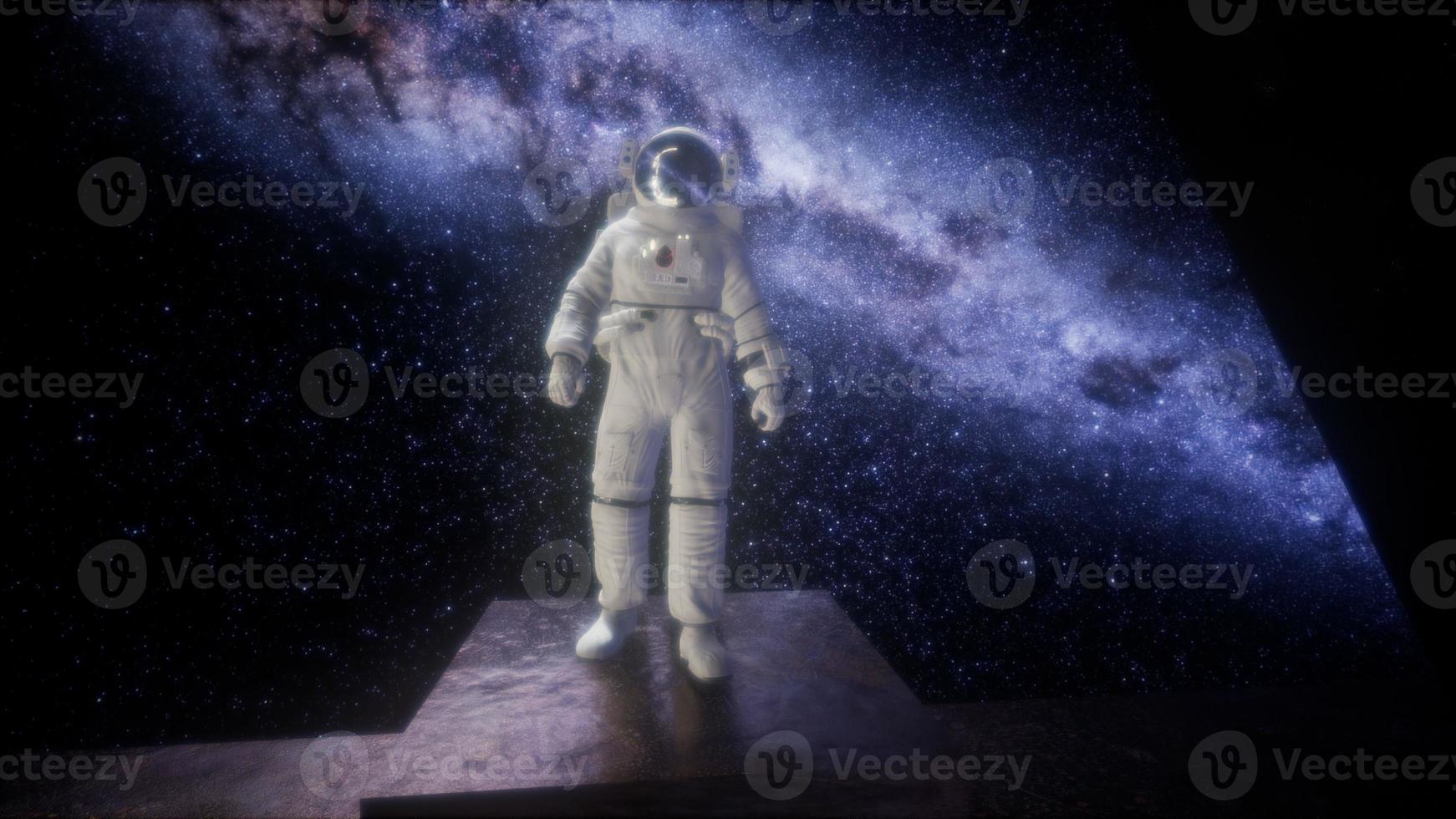astronaut on space base in deep space photo