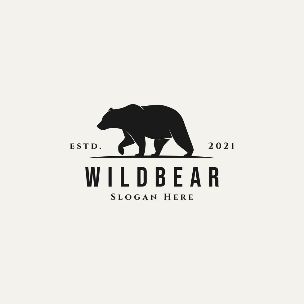 imagen de diseño de vector de icono de logotipo de oso salvaje vintage