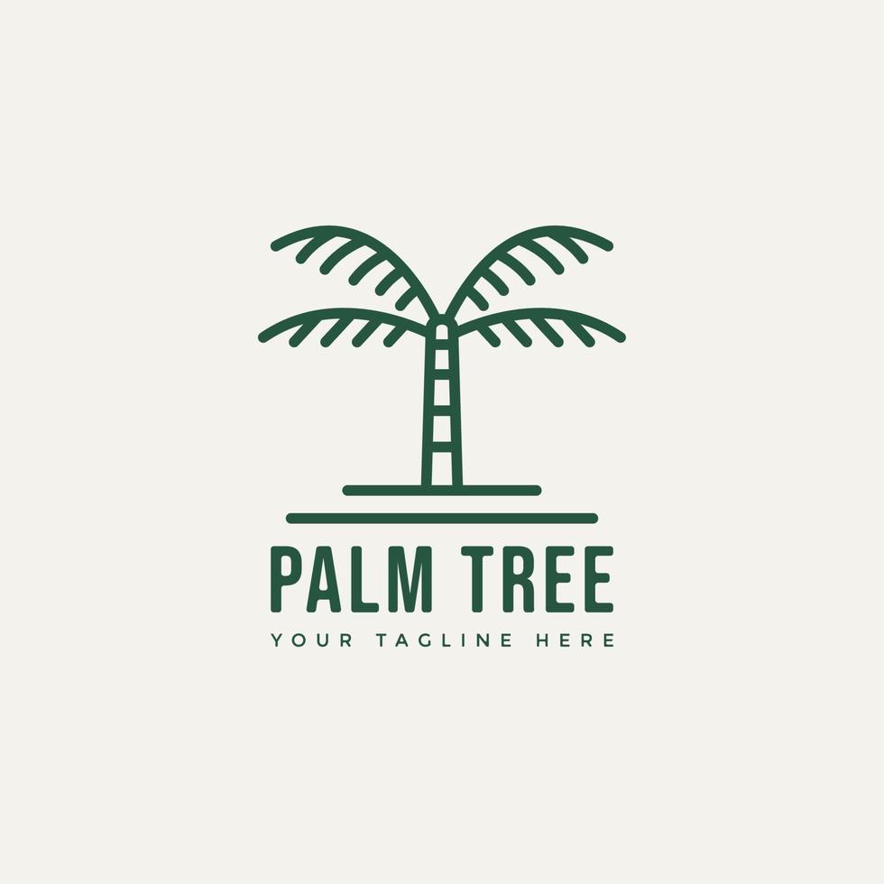 palm tree simple line art logo icon design vector