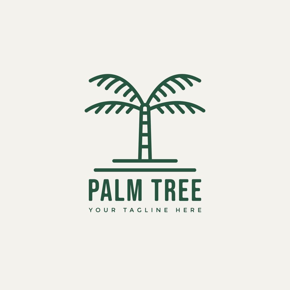 palm tree simple line art logo icon design vector