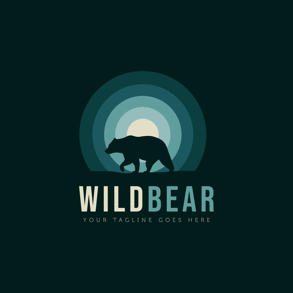 wild bear silhouette modern logo icon design vector