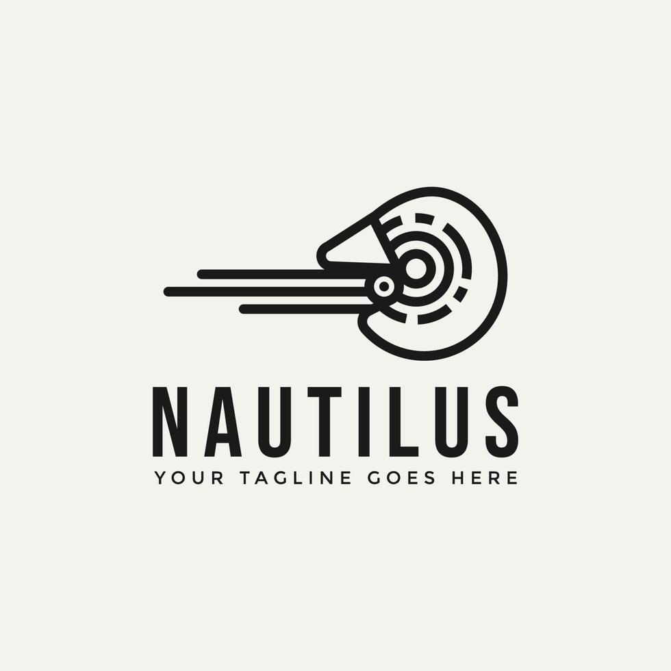 nautilus minimalist line art logo icon design vector