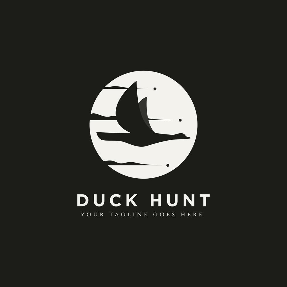 diseño de icono de logotipo de silueta simple de caza de patos vector