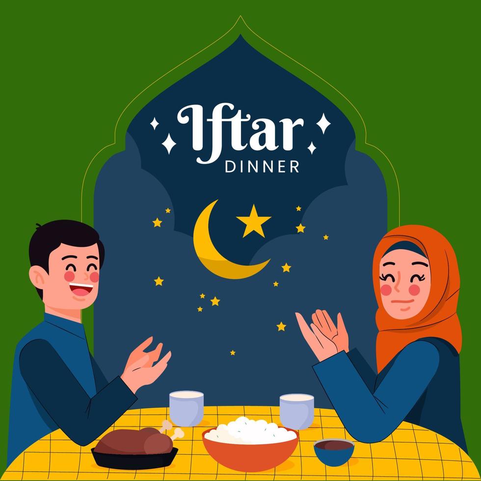 Praying Preparation for Iftar vector