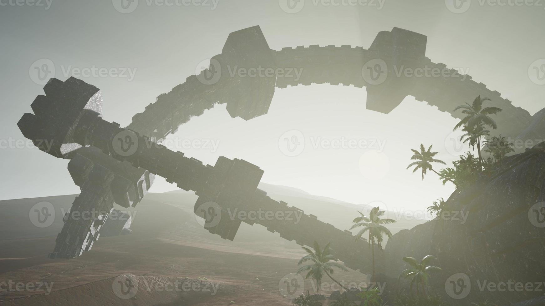 old rusted alien spaceship in desert. ufo photo