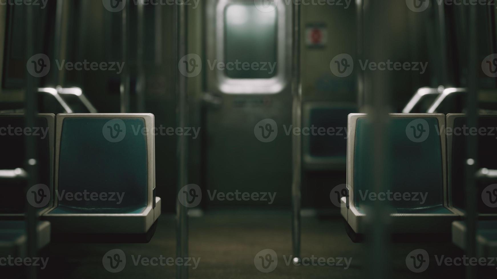 Inside of the old non-modernized subway car in USA photo