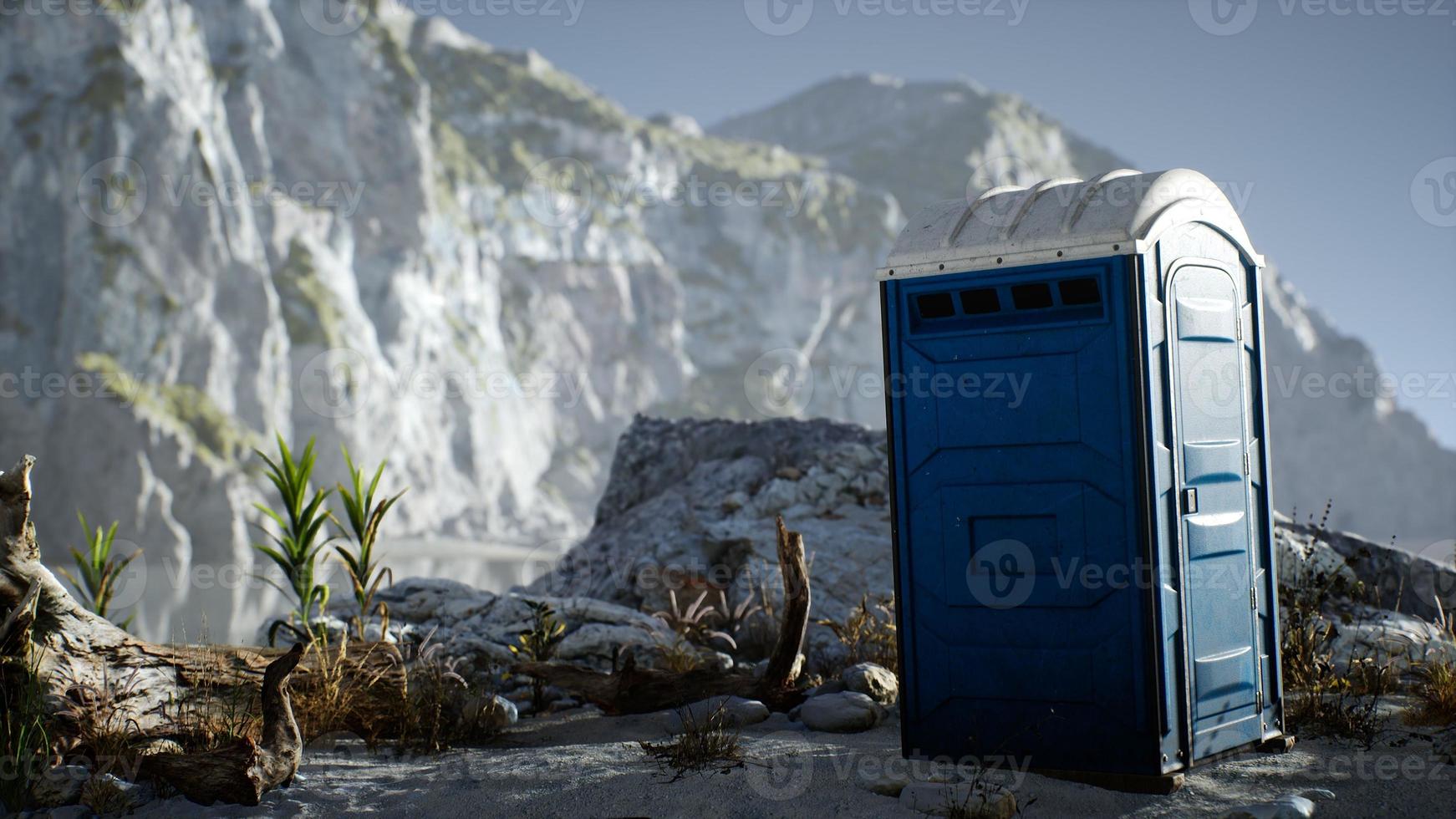 Portable mobile toilet in the beach. chemical WC cabin photo